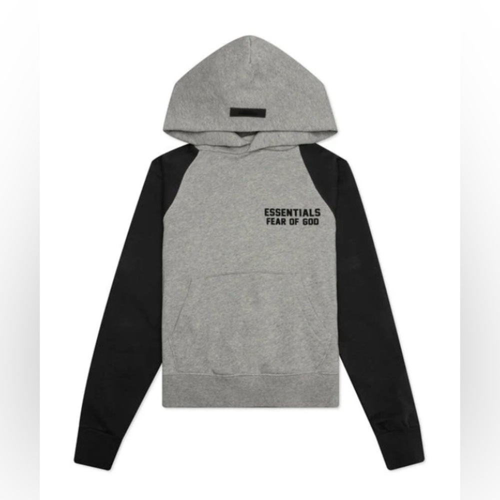 Fear of God Essentials Kids Two-Tone Gray and Black Hoodie
